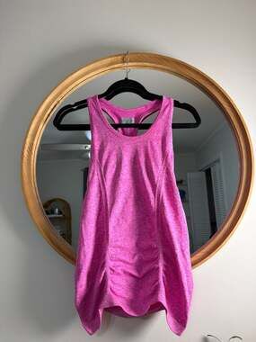 Athleta Speedlight Seamless Racerback Ruched Tank Top Pink Heather XS